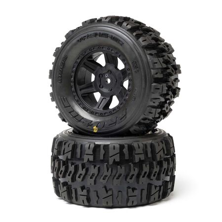 PRO1035810  1/16 Trencher Front/Rear Tires Mounted Desperado 2.0 Wheels, 12mm Hex, Black (2): Traxxas Mini Maxx