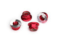Nuts, 5mm flanged nylon locking (aluminum, red-anodized, serrated) (4)