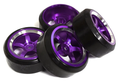 5 Spoke Complete Wheel & Tire Set (4) for Drift Racing (O.D.=62mm) C31346PURPLE