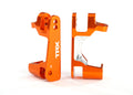 Caster blocks (c-hubs), 6061-T6 aluminum (orange-anodized), left & right