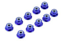 APEX RC PRODUCTS BLUE 4MM ALUMINUM SERRATED NYLON LOCKNUT WHEEL NUT SET #9801
