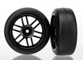 Tires and wheels, assembled, glued (Rally wheels, black , 1.9 Gymkhana slick tires) (2)