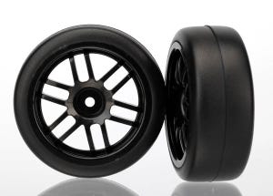 Tires and wheels, assembled, glued (Rally wheels, black , 1.9 Gymkhana slick tires) (2)