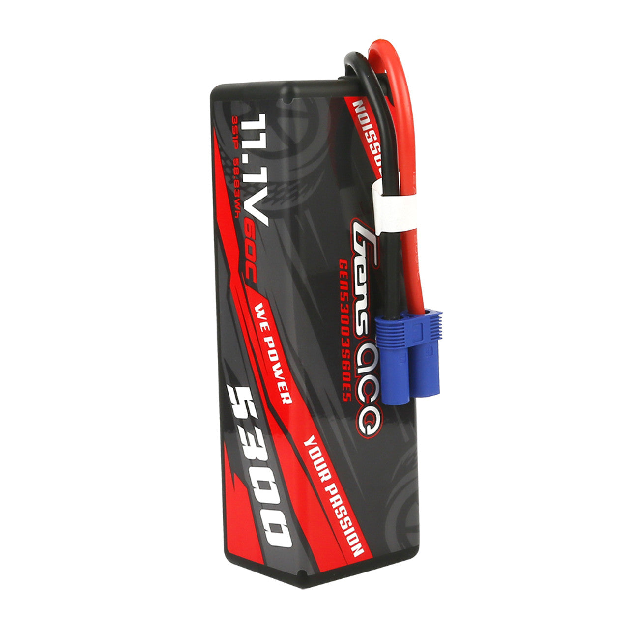 GEA53003S60E5  Gens Ace 5300mAh 11.1V 60C 3S1P HardCase Lipo Battery 15# With EC5 Plug