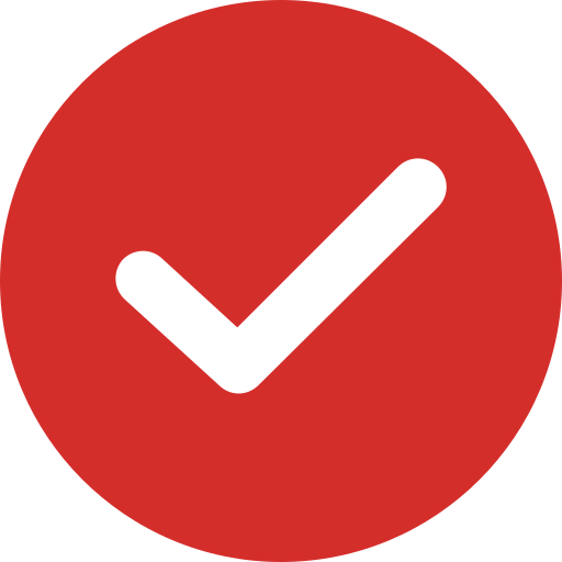 White check mark on a brown circle
