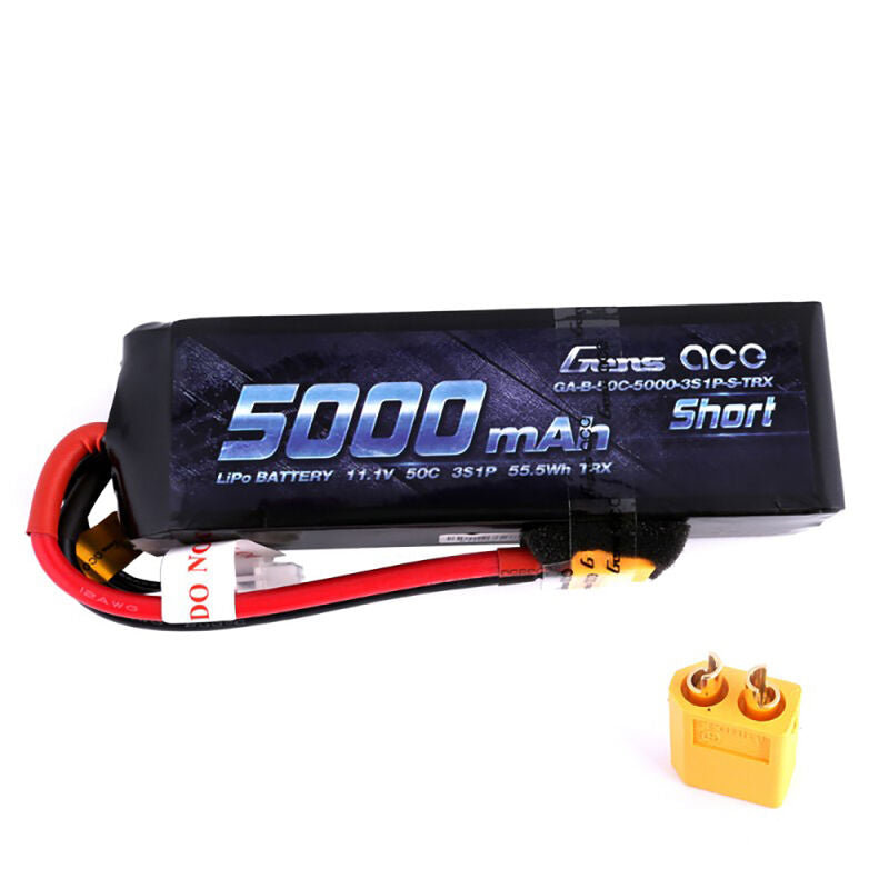 Gens Ace 3S "Short" Soft 50C LiPo Battery Pack w/XT60 Connector (11.1V/5000mAh)
