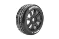 B-Rocket 1/8 Off-Road Buggy Tires, 17mm Hex, Mounted on Black Spoke Rim, Soft, Front/Rear (2)