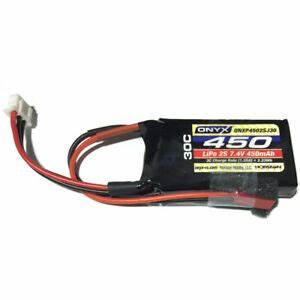 7.4V 450mAh 2S 30C LiPo Battery: JST