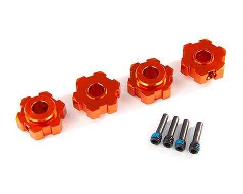 Wheel hubs, hex, aluminum (orange-anodized) (4)/ 4x13mm screw pins (4)