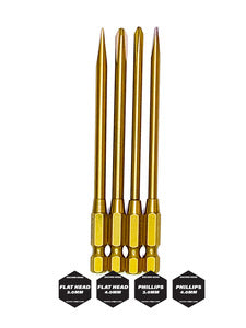 TiN Coated Phillips and Flat Head Bit Set (4pcs)