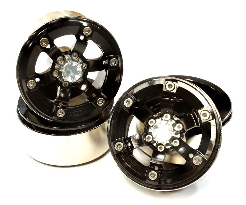 INTC25618BLACK   1.9 Size Billet Machined Alloy 6 Spoke Wheel(4) High Mass Type for Scale Crawler C25618BLACK