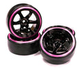 Black Color 6 Spoke Wheel w/ Outer Ring + Drift Tire (4) Set (O.D.=62mm) C23624PURPLE