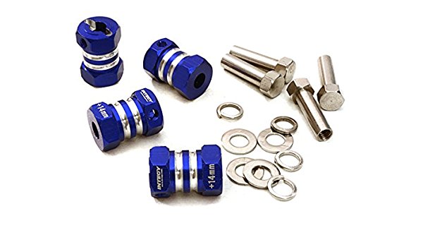 12MM HEX WHEEL (4) HUB +14MM OFFSET FOR 1/10 SCALE TRUCK & BUGGY C27013blue