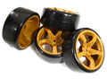 5 Spoke Complete Wheel & Tire Set (4) for Drift Racing (O.D.=62mm) C30877