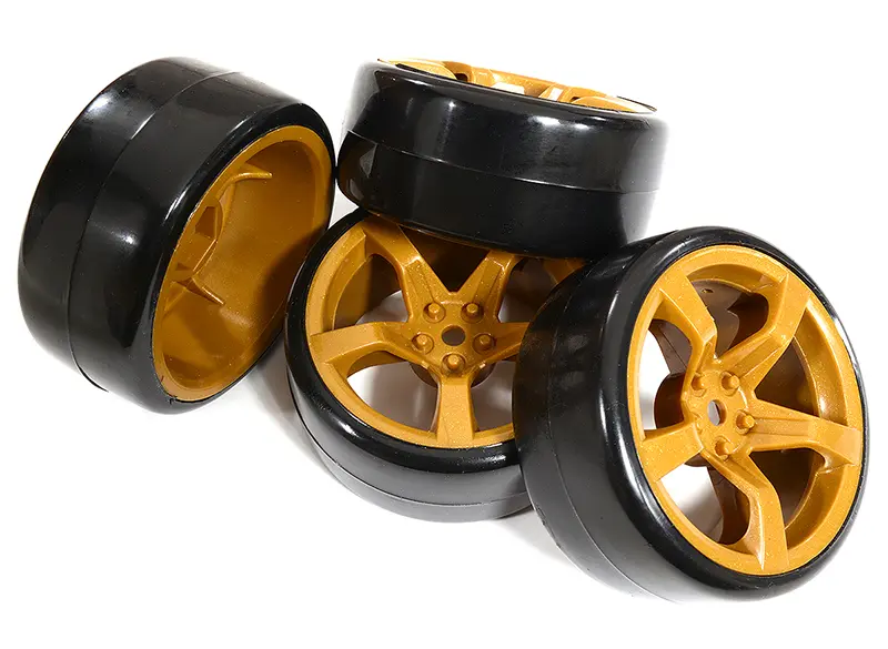 5 Spoke Complete Wheel & Tire Set (4) for Drift Racing (O.D.=62mm) C30877