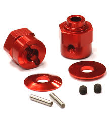 C24396RED Hex Wheel Hub Set +5 Offset Wraith (2)