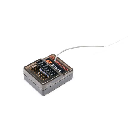 SR615 DSMR 6-Channel Water Resistant Receiver 6-channel potted receiver designed to handle the rough and tumble that any remote control car can throw at it. DSMR technology and Smart telemetry capable for all your driving needs.