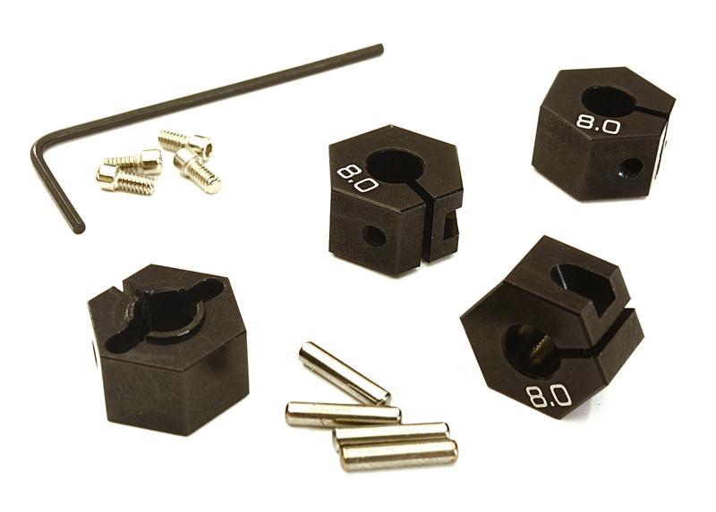 12mm Hex Wheel (4) Hub 8mm Thick for Traxxas 1/10, Axial, Tamiya, TC & Drift C27946BLACK