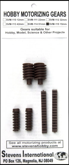 Plastic Worm Gears 15mm OD (2) & Universal Screws (2) w/Racks