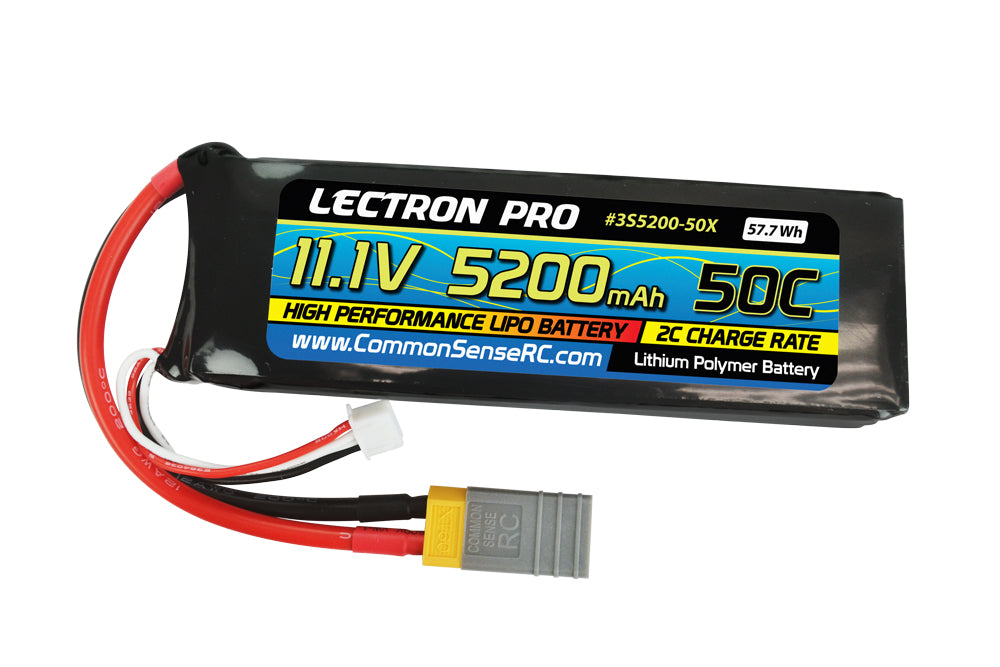Lectron Pro 11.1V 5200mAh 50C Lipo Battery with XT60 Connector + CSRC adapter for XT60 batteries