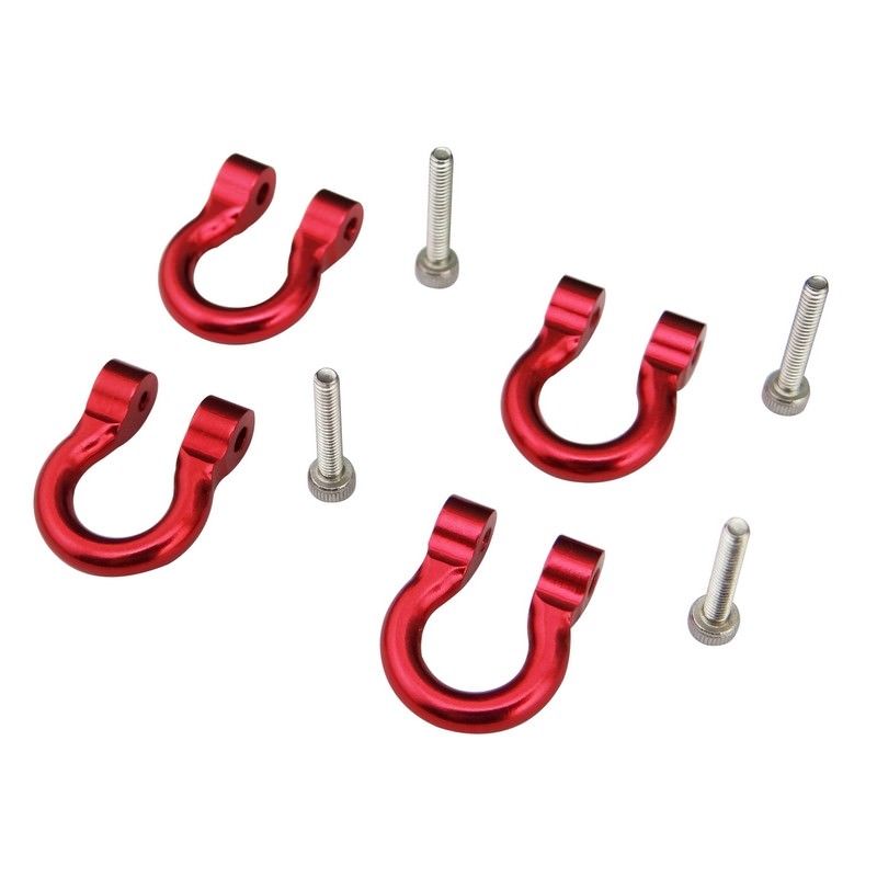 1/10 Scale Alum Red Tow Shackle D-Rings (4) TRX4