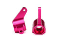 Steering blocks, Rustler®/Stampede®/Bandit (2), 6061-T6 aluminum (pink-anodized)/ 5x11mm ball bearings (4)
