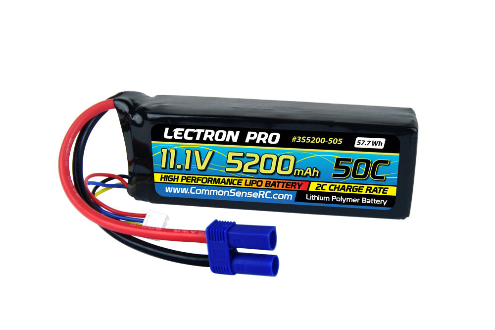 Lectron Pro™ 11.1V 5200mAh 50C Lipo Battery with EC5 Connector
