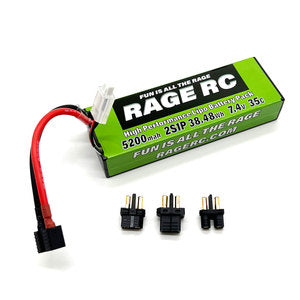5200mAh 2S 7.4V 35C Hard Case LiPo Battery with Universal Connector EC3, XT60, T-Plug