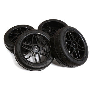 INTEGY 12 SPOKE COMPLETE WHEEL & TIRE SET (4) FOR 1/10 TC