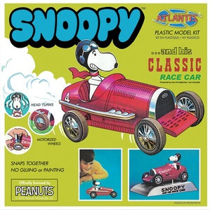Snoopy and his Classic Race Car Motorized Snap Together Plastic Model Kit