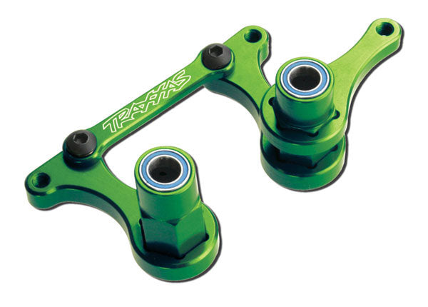 Steering bellcranks, drag link (green-anodized 6061-T6 aluminum)/ 5x8mm ball bearings (4)/ hardware (assembled)