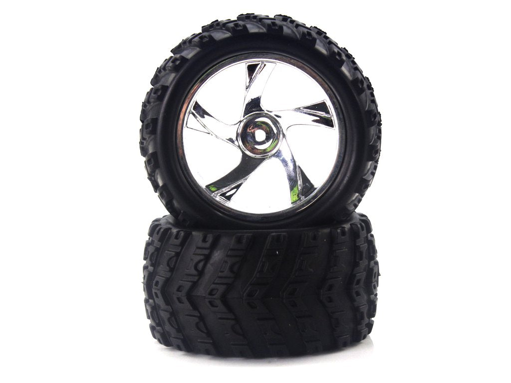 Tire and Chrome Rim for Monster Truck (23626V+28662) 2P