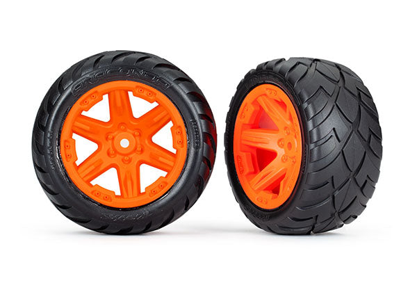 Tires & wheels, assembled, glued (2.8') (RXT orange wheels, Anaconda tires, foam inserts) (2WD electric rear) (2) (TSM® rated)