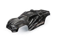 Body, E-Revo, black/ window, grille, lights decal sheet (assembled with front & rear body mounts and rear body support for clipless mounting)