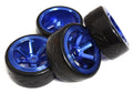 6 Spoke Complete Wheel & Tire Set (4) for Drift Racing (O.D.=62mm) C31347BLUE