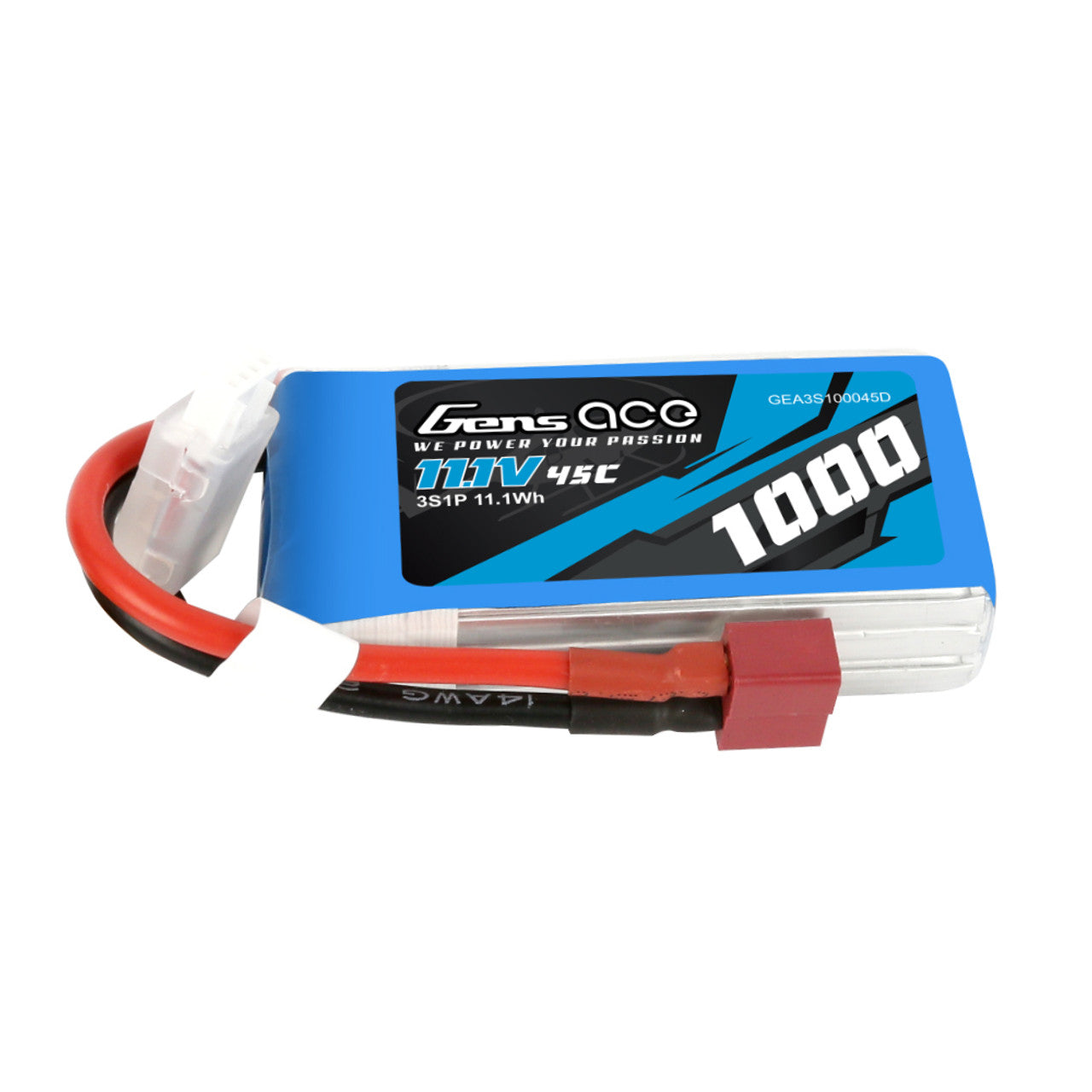 Gens Ace 11.1V 3S 1000mAh 45C Lipo Battery Pack With Deans Plug
