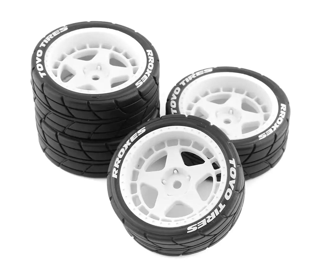 5 Spoke Complete Wheel & Tire Set (4) for 1/10 Touring (O.D.=66mm) C32255