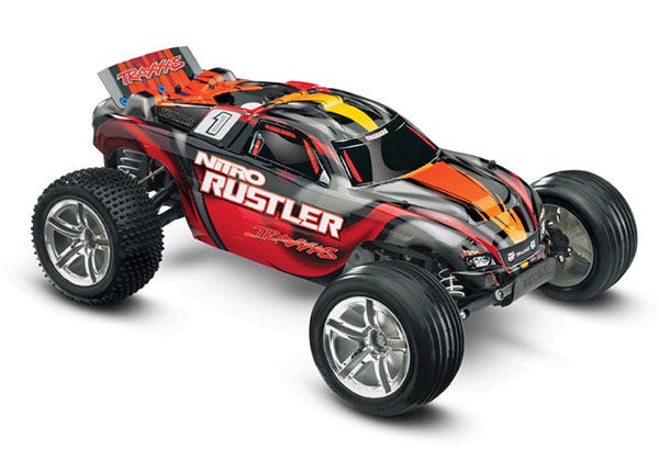 Nitro Rustler: 1/10-Scale Nitro-Powered 2WD Stadium Truck with TQi Traxxas Link Enabled 2.4GHz Radio System & Traxxas Stability Management (TSM)
