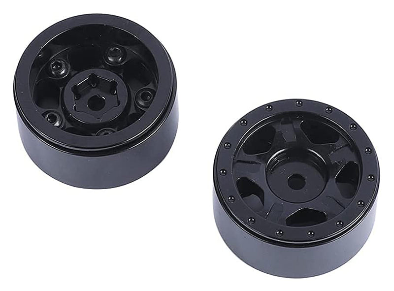 Billet Machined Alloy Wheels (2) for Axial 1/24 SCX24 Rock Crawler C30790BLACK