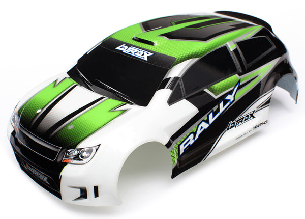 Body, LaTrax 1/18 Rally, green (painted)/ decals