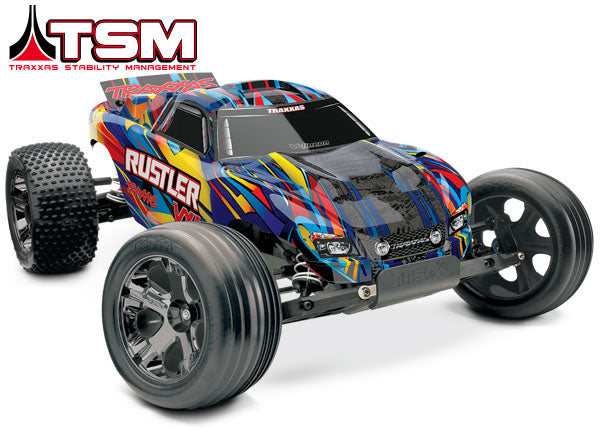 tra37076-1 1/10 Rustler VXL RTR TQI Blue,yellowblk,red,or.