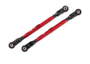 Toe links, front (TUBES red-anodized, 6061-T6 aluminum) (2) (for use with #8995 WideMaxx suspension kit)