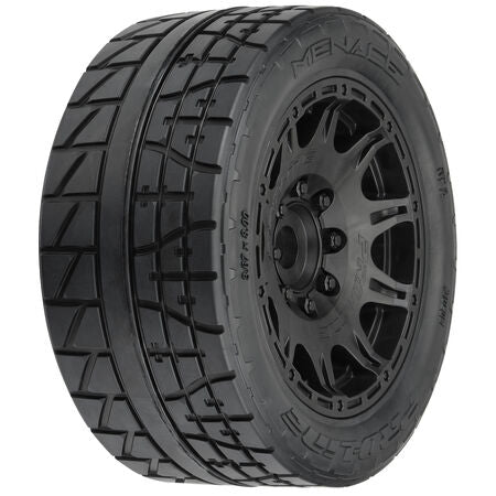 PRO1020510  1/6 Menace HP BELTED Fr/Rr 5.7" MT Tires Mounted 24mm Blk Raid (2)