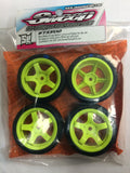 Minis Pre-Glued Rubber tires set 33 deg - White Wheels (4) #733511