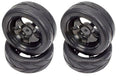 Apex RC Products 1/10 On-Road Black 5 Spoke Wheels & V Tread Rubber Tire Set #5000