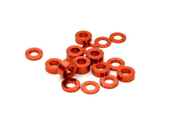 Billet Machined 16pcs Aluminum M3x6 Washer Spacer (0.5, 1.0, 2.0, 3.0mm)