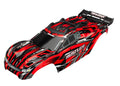 Body, Rustler 4X4, red/ window, grille, lights decal sheet (assembled with front & rear body mounts and rear body support for clipless mounting)
