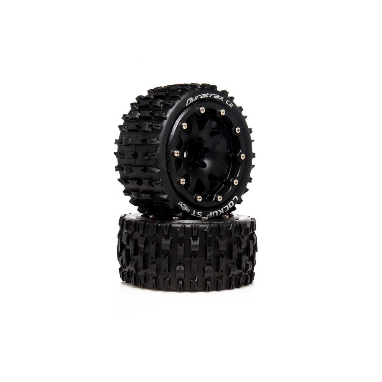 DuraTrax .5 Offset Black Lockup ST Belted 2.8 2WD Mounted Rear Tires (2) DTXC5533