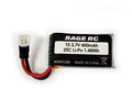 GRA1189	1S 3.7V 400mAh 25C LiPo Battery; Tempest 600, Super Cub MX, Micro Warbirds