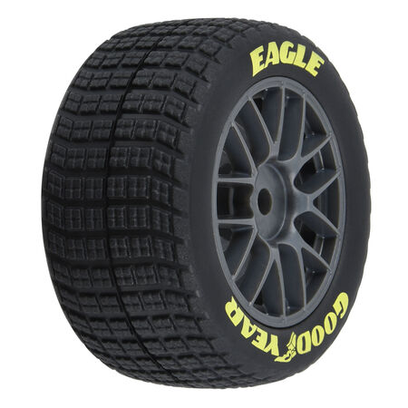 1/12 Goodyear Eagle Dirt Tire F/R MTD Gray Wheels (4): Losi NASCAR
